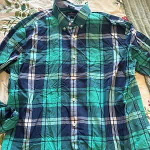 American Eagle Outfitters Teal and Navy Plaid Shirt